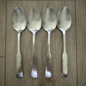 4 Stanley Roberts PLYMOUTH COVE HAMMERED Stainless Oval Place Soup Spoons